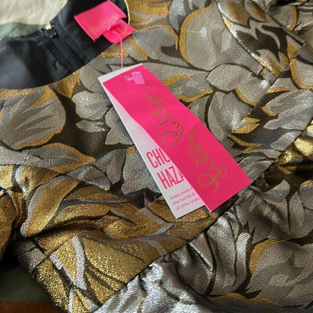 NWT Lilly Pulitzer Girls Mini Priyanka Dress Gold Floral Birthday Photoshoot 2